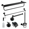 Bath Accessory Set 304 Stainless Steel Black Bathrobe Hook Towel Bar Rack Shelf Paper Holder Bathroom Hardware Accessories