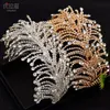 Luxurious Rhinestone Bridal Headpieces Hair Accessories Golden Silver Crown and Tiaras Wedding Headband Alloy Leaf Women Headwear Crystal Bride Headdress CL1442