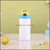 Garrafas de água 12 onças de sublimação copos com canudinho 350 ml Tumblers LnSated Kids Water Bottle reto em branco de aço inoxidável bebendo queda de bebida del Dhxdx