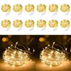 Corde 10Pcs 1M 2M 3M 5M filo di rame LED ghirlanda alimentato a batteria luci stringa fata per le vacanze di Natale decorazione di nozze lampada