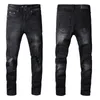 Heren stack jeans Europese grijze jean heren borduurwerk letter gescheurd voor trendmerk vintage broek casual streetwear stylist zwarte jeans met katoenmix