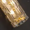 Wall Lamp FKL Modern Copper Glass Simple Long Bedroom Bedside Living Room Background Staircase Aisle Crystal