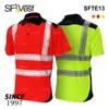 promotion safety workwear traffic uniform for men outdoor high visibility short sleeve polo shirt with black bottom uniform ppe