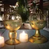 Candle Holders Metal Lantern For Table Top Mantle Wall Hanging Gold Candleholder G99A