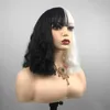 Women's Hair Wigs Lace Synthetic Black and White Witch Kuyla Halloween Cos Wig Female Live Long Curly Headgear