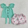 衣料品セット女の赤ちゃん西部カラフルなストライプ子供サマーポケットトップトップ卸売幼児フリルショーツキッズ衣装ファッションセット