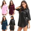 Women's Sleep abbigliamento #S-XXL Donne Satin 3/4 Nightshirt Nightshirt Botton Down Wooled Collar Night Good Shirt Sightdress