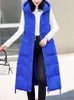 Damenwesten Winter Lange Weste Frauen Casual Mit Kapuze Baumwolle Gefütterte Weste Weibliche Dünne Ärmellose Jacke Taille Mantel Gilet