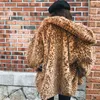 Women's Fur Women Winter Steet Style Fashion Warm Soft Leopard Print Coat Ladies Plus Size Loose Thick Lapel Short Plush ZY34