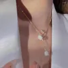 チェーンゴールドカラーバラの花の水滴ネックレス女性のためのドロップペンダント