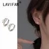 أقراط طوق Lavifam 925 Sterling Silver Trendy Natural Freshwater Pearl Circle for Women Huggies Pendiente Percing Jewelry