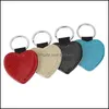 Party Favor Party Favor Pu Leather Sublimation Sequin KeyChain 5 Former Diy Glittery Keyring Back Is White Heart Shape Lover Gift Ke Dhnal