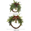 Decorative Flowers Christmas Rattan Wreath Pine Natural Branches Berries&pine Cones For Diy Supplies Home Door Decoration F4t0