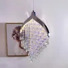 Chandeliers Modern Purple Crystal Chandelier Led Strip Droplight For Dining Room Beads Bar Lustre Bedroom Porch Home Lighting