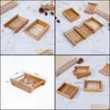 Soap Dishes Bathroom Storage Soap Holders Bamboo Draining Natural Soaps Tray Box El Wash Basin Strong 5 26Zz Q2 Drop Delivery Home G Dhf9R