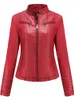 Veste en cuir Pu pour femmes, fausse veste décontractée, col montant, fermeture éclair, mode féminine, Slim, Moto, vélo, vêtements d'extérieur, printemps automne