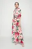 Женские брюки с двумя частями французский стиль в стиле кантри Большой цветочный печать красивая модная ретро-среднее рубаш