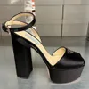 Platform heel Sandals for womens Fashion Satin Patent Leather Triangle buckle decoration cool shoes Designer 13cm high heeled 35-42 ladies Rome Sandal with box