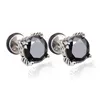 Zircon Stud Earrings Vintage Stainless Steel Floral Diamond Ear Rings for Men Women Hip Hop Fine Fashion Jewelry