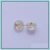 Smyckesinställningar 18K Gold Pearl Stud örhängen Inställningar M AU750 Tillbehör Earring For Women Girl Diy Wedding Present 1Pair/Lot Drop de Dhgry