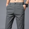 Men's Pants Korean Style Men'S Ice Silk Casual 2022 Spring Summer Business Straight Elastic Trousers Male Thin Loose Sweatpants