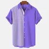 Men's Casual Shirts Mens Geometric Hawaiian Style Shirt V Collar One Button Summer Strip Fashion Explosive Light Breathable Fast Drying