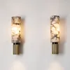 Lâmpadas de parede Lâmpada moderna de mármore chinês Copper Sconnce Luxury Led Decor para o corredor do corredor da villa quarto de escada