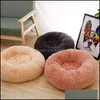 Kennels Pens Long Plush Dog Bed Winter Warm Round Pet Slee Beds Soild Color Soft Dogs Cat Cushion Mat Drop 667 V2 Delivery Home Ga Dhsbz