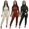 High Neck Tight Jumpsuit Rompers Women Sexy Long Sleeve Jumpsuits Slim Outfits Clubwear Free Ship