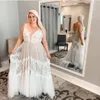 Vestido de noiva de tamanho grande vestidos de noiva Vosos de pescoço de pescoço de soiree de mariage spaghetti tule tule backless mulheres graciosas