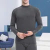 Heren slaapkleding thermische mannen ondergoed winterbasis pak hoge kraag lange pakken verdikte pluche warme pullover lange johns bodems nachtkleding