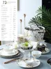 Bowls High-End Bowl And Dish Set Household Nordic Golden Trim Marble Dishes Of Bone China Tableware