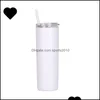 Tumblers 20oz Blank Sublimation Tumbler из нержавеющей стали Plastic ST LID Кружки с насыщенным прямым белым напитком с двойным стеной G2 DRAP D DHGVT