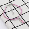 50st Hope Breast Cancer Awareness Ribbon Charm Pendant Leather Rope Armband Fit European Armband Handgjort Craft DIY