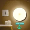 Nattljus Mini LED -ljus USB -uppladdningsbar rörelsessensor för köksskåp garderob Hemväggsdekor
