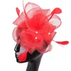 Berets vrouwen elegante dames mode fascinator hoed bloem haar pin handgemaakte fancy veer accessoires bruiloft hoofdtooi