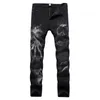 Dżinsy męskie 2021 fajne projekt 3d czaszka druk punkowy men vintage ołówek dżinsy spodnie ciemne streetwear hip hop Slim Danim Pants dla nastolatków T221102