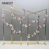 Decorative Flowers Gilded Wrought Iron Beveled Edge Background Shelf Screen Geometric Flower Stand Wedding Arch Props Frame Road Guide