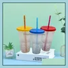 Tumblers Est24Oz Color Changing Cup Plastic Drinking Tumblers With St Summer Reusable Cold Drinks Magic Coffee Beer Mugs 83 S2 Drop Dhbyd