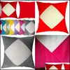 Cushion/Decorative Pillow Short Plush Cushion Ers Square Diagonal Splicing Home Textiles Pillow Cases Soft Comfortable 40X40 Cm Red Dhzlk