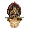 Lampy ścienne żywica słońce Wukong Crystal salon sypialnia sconce zen chińskie badanie nocne oprawy oświetleniowe LED Decor Home