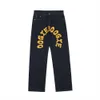 Męskie dżinsy 2021 Nowy przylot kreskówek kieszonkowy Retro myjni mężczyźni Hip Hop dżinsy spodnie Proste swobodny ludowe spodnie dżinsowe Pantn Homme T221102
