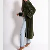 Futro damskie 2022 Kobiety zimowy faux płaszcz średniej długości Pluszowa kurtka gruba ciepła puszysta zielona, ​​duże luźne luźne