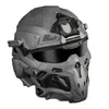 Equipamento de proteção Wronin Assault Capacete tático rápido e máscara tática Óculos multilentes Fone de ouvido embutido e ventilador de desembaçamento Airsoft 266N