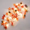 Cordes Halloween érable vigne avec citrouille fruit et fil de cuivre guirlande lumineuse par fête de vacances décoration de l'année de noël