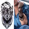 Temporary Tattoos 100 Piece Wholesales Waterproof Temporary Tattoo Sticker Wolf Tiger Skull Snake Flower Body Arm Henna Fake Sleeves Man Women 221102