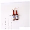 Dangle Chandelier Korean Fashion Creative Wine Bottle Dangle Earrings Resin Personalized Beer Drop Earring Funny Party Jewelry Gif Dh4Tr