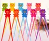 Chopsticks 100 pair Mixed Colors Cartoon Kids Children gift Study Exercise Silicone Head 221107