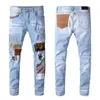 2022 winter autumn mens jeans gray designer brand famous slim-leg pants men elastic black skinny jean men washed casual style size 28 to 40 patchwork stretch pant