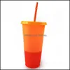 Tumblers 24oz kleur veranderen cup plastic drinktuimelaars met deksel en st snoepkleuren herbruikbare koude dranken magie koffie bier mokken dhzor